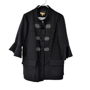 Princess by Vera Wang Black Toggle Coat Bell Sleeve Metallic Shimmer Jacket XL